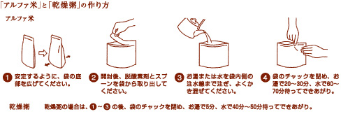 「アルファ米」と「乾燥粥」の作り方
